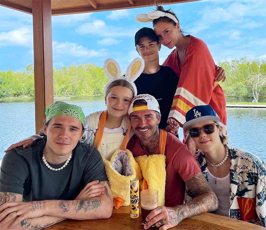 Romeo Beckham and his family